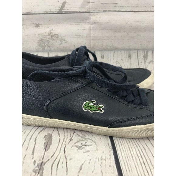 Lacoste Haneda Blue Leather Athletic Casual Shoes - Picture 8 of 11